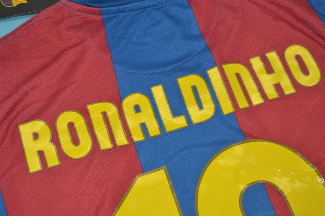 Retro Barcelona Home Long Sleeve Football Jersey 2007/2008