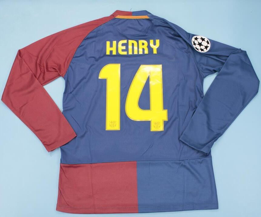 Retro Barcelona Home Long Sleeve Football Jersey 2007/2008