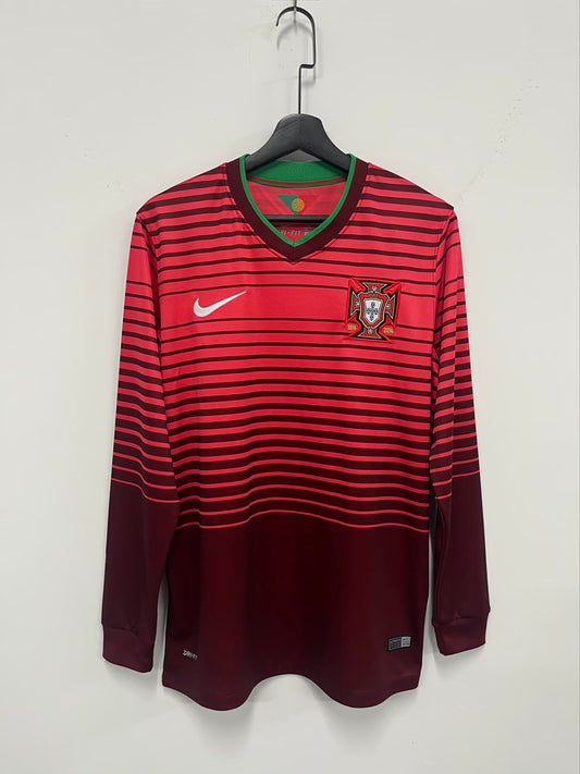 Retro Portugal Home Long Sleeve Fans Football Jersey 2014