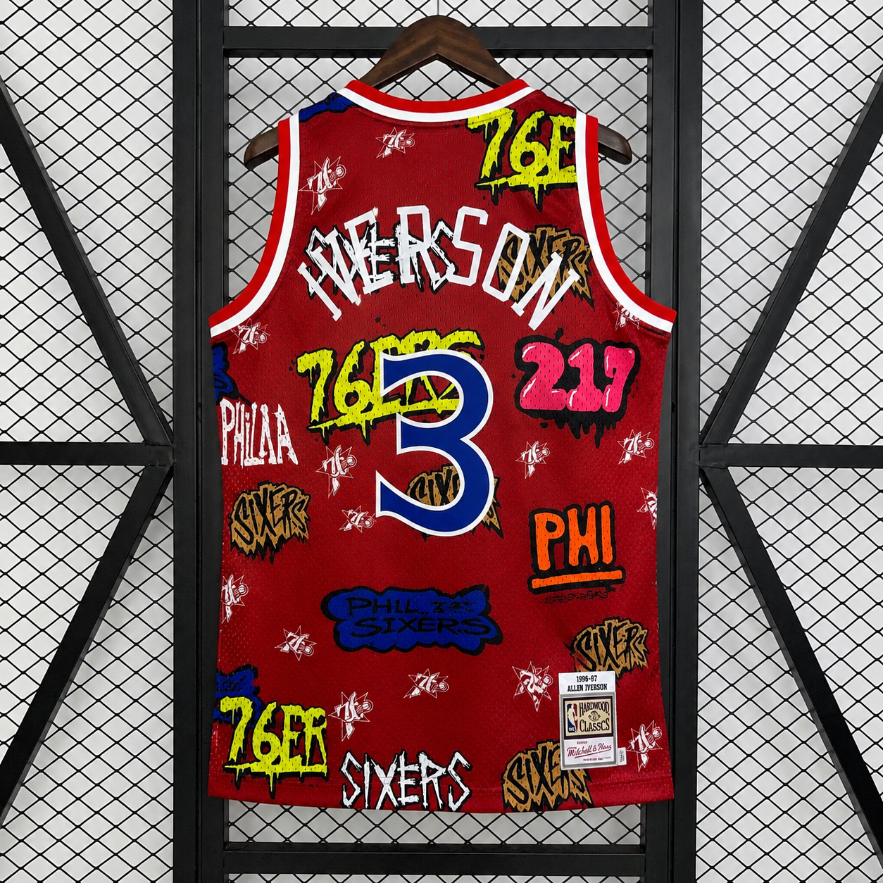 Philadelphia 76ers Graffiti Red Jersey #3 IVERSON 1996-1997