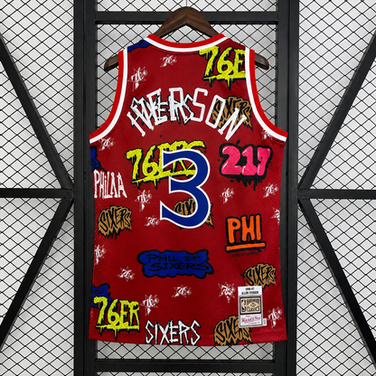 Philadelphia 76ers Graffiti Red Jersey #3 IVERSON 1996-1997