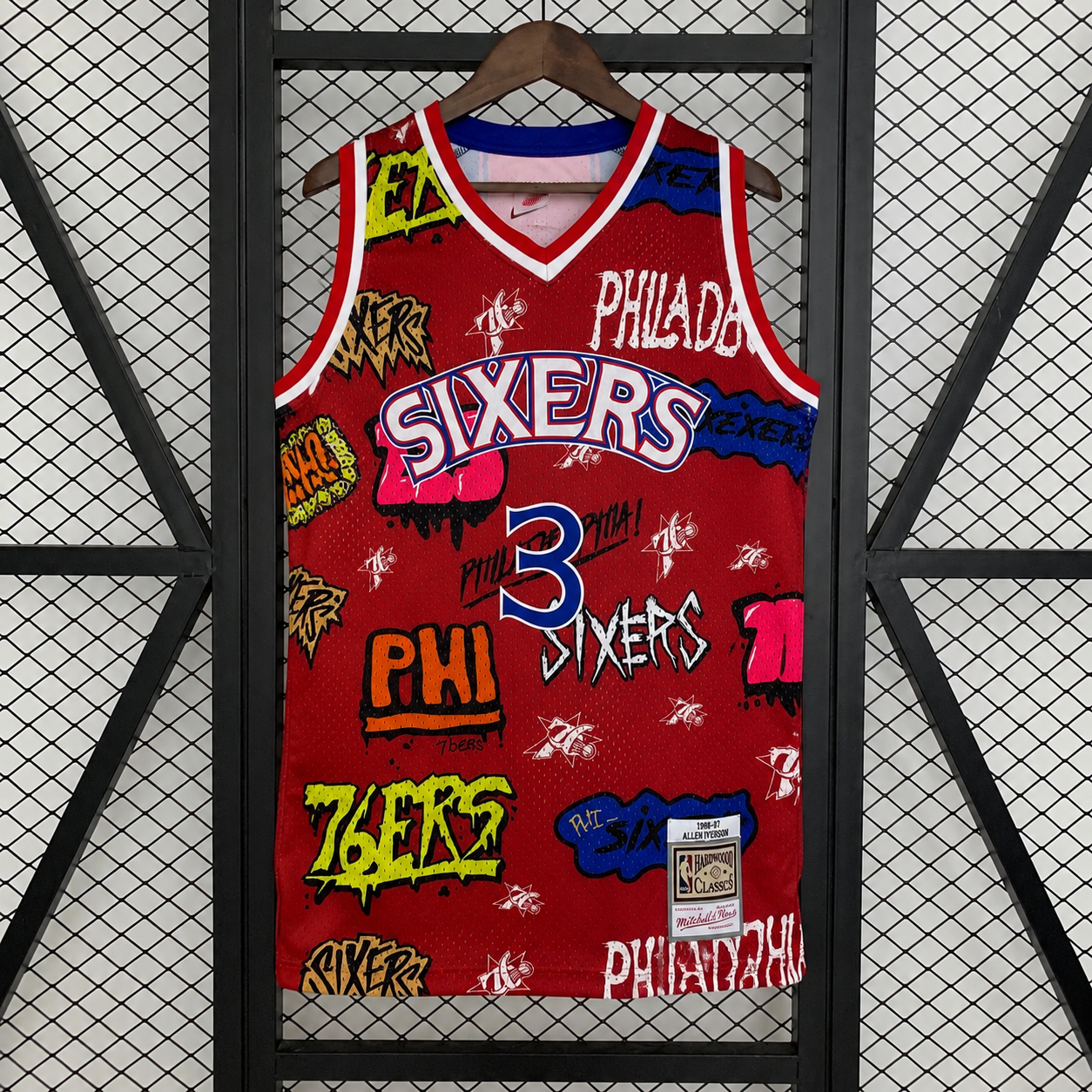 Philadelphia 76ers Graffiti Red Jersey #3 IVERSON 1996-1997