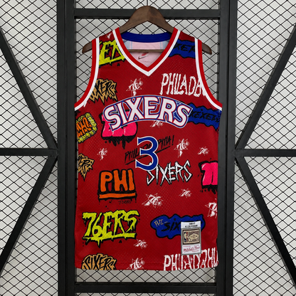 Philadelphia 76ers Graffiti Red Jersey #3 IVERSON 1996-1997