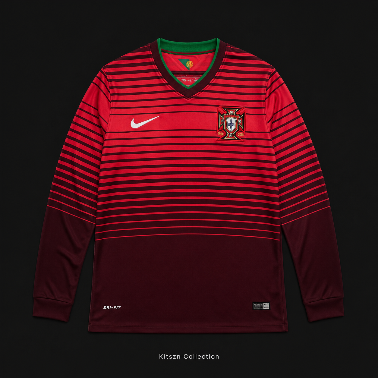 Retro Portugal 2014 Home Long Sleeve Fan Version Football Jersey