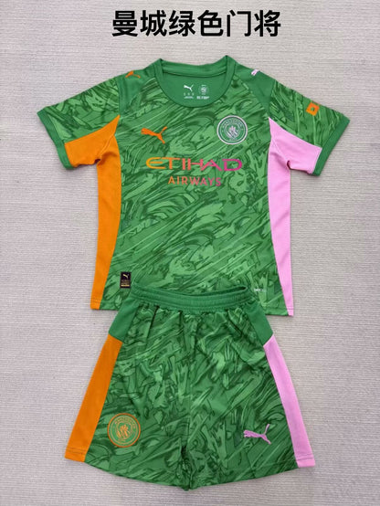 Manchester City 2025/2026 Kids Goalkeeper Fan Version Football Jersey