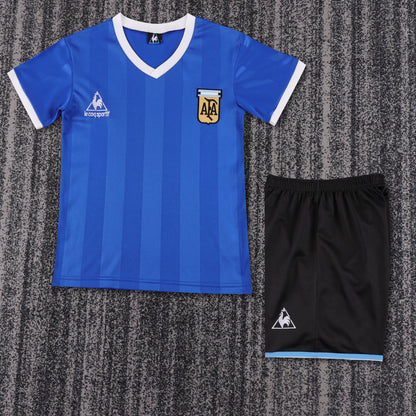Retro Argentina 1986 Kids Away Football Jersey
