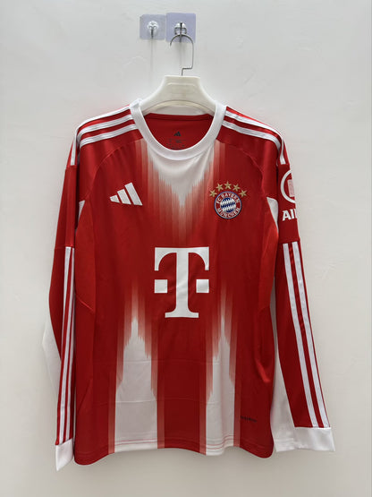 Bayern Munich 2025/2026 Home Long Sleeve Fan Version Football Jersey