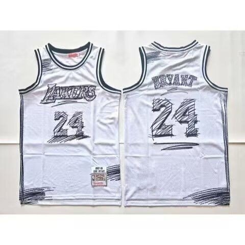 Los Angeles Lakers hand-drawn sketch White Kobe #24 BRYANT NBA Season Jerseys 2026