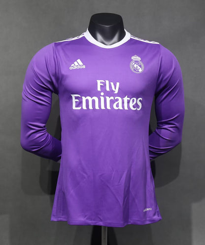 Retro Real Madrid 2016/2017 Away Long Sleeve Player Version Football Jersey