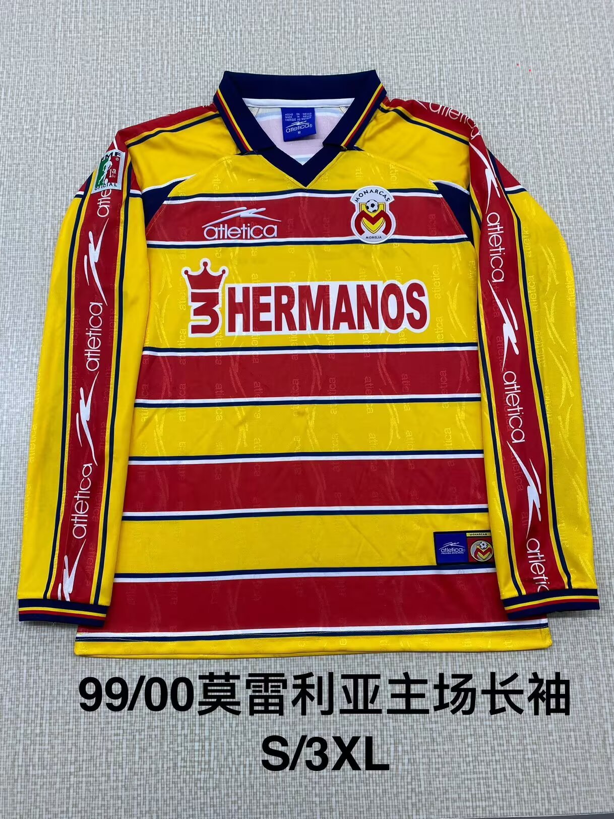 Retro Atlético Monarcas Morelia 1999/2000 Away Long Sleeve Football Jersey