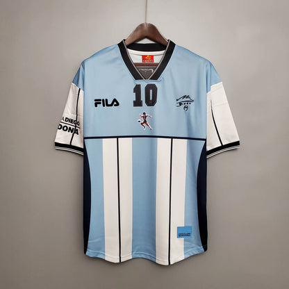 Retro Argentina Maradona Commemorative 2001 Football Jersey