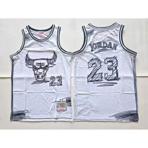 Chicago Bulls hand-drawn sketch White #23 JORDAN NBA Season Jerseys 2026