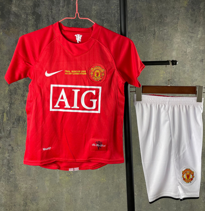 Retro Manchester united 2007/2008 Kids Home Football Jersey