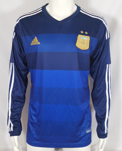 Retro Argentina 2014 Away Long Sleeve Football Jersey