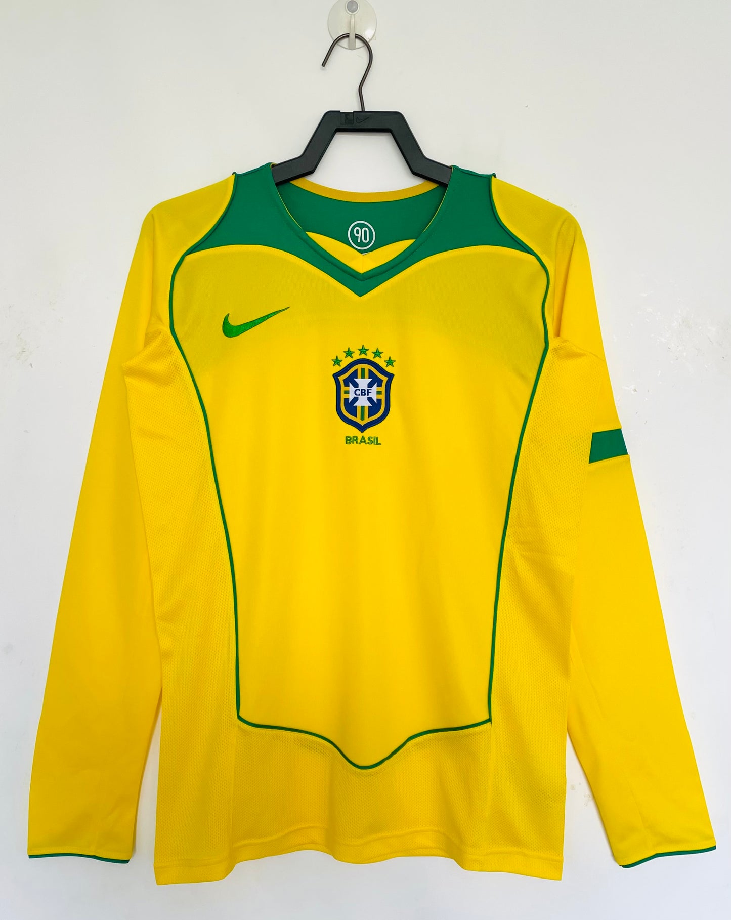 Retro Brazil 2004 Home Long Sleeve Football Jersey