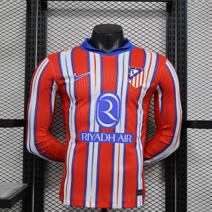 Atlético de Madrid 2024/2025 Home Long Sleeve Player Version Football Jersey