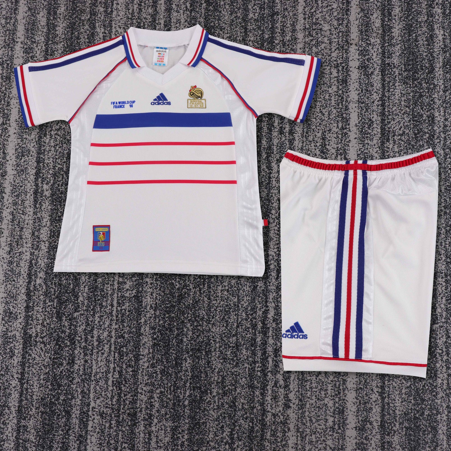 Retro France 1998 Kids Away Football Jersey