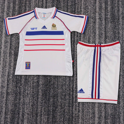 Retro France 1998 Kids Away Football Jersey
