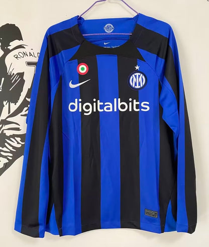 Inter Milan 2022/2023 Home Long Sleeve Fan Version Football Jersey