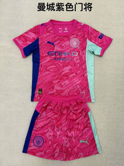 Manchester City 2025/2026 Kids Goalkeeper Fan Version Football Jersey