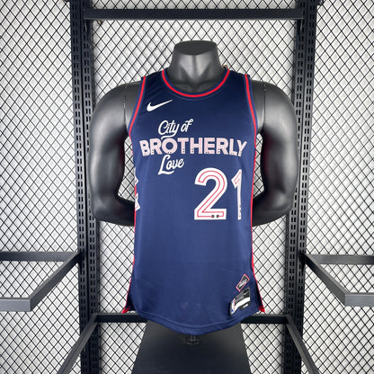 Philadelphia 76ers City Retro Blue #21 EMBIID NBA Season Jerseys 2024