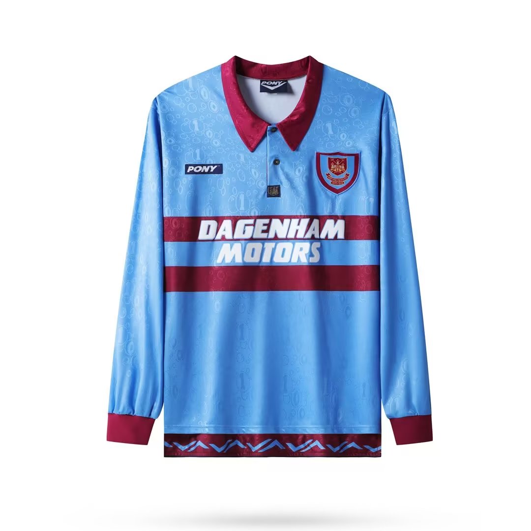 Retro West Ham United 1995/1997 Away Long Sleeve Football Jersey
