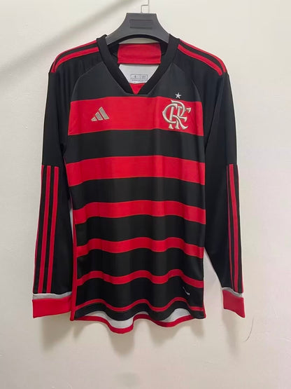 Flamengo 2024/2025 Home Long Sleeve Fan Version Football Jersey