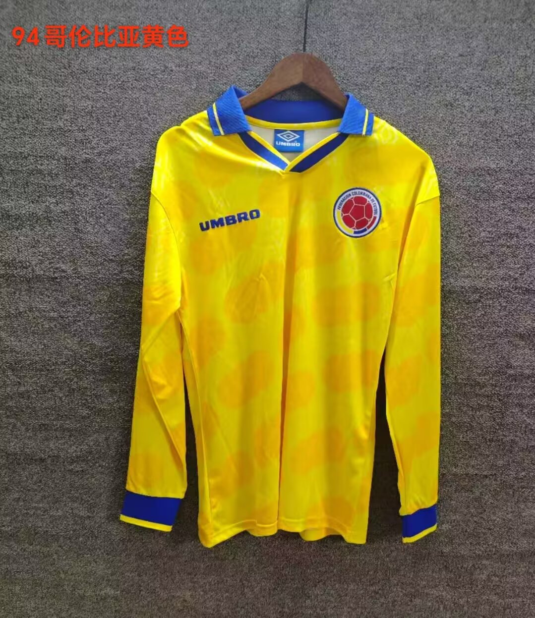 Retro Colombia 1994 Home Long Sleeve Football Jersey