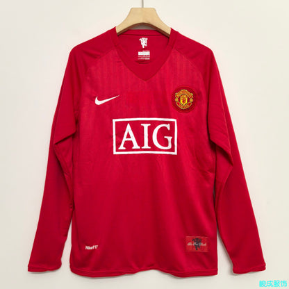 Retro Manchester united 2007/2008 Home Long Sleeve Football Jersey