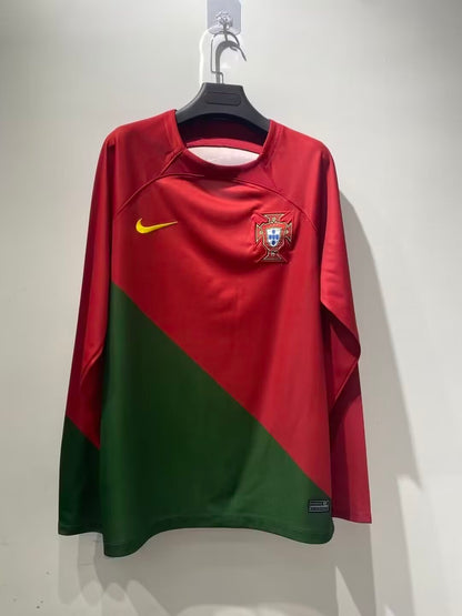 Portugal 2022/2023 Home Long Sleeve Fan Version Football Jersey