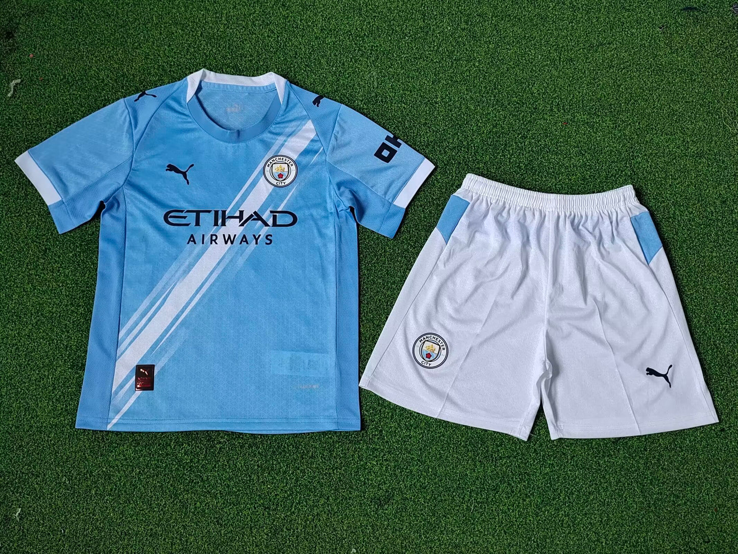 Manchester City 2025/2026 Kids Home Player Version Football Jersey