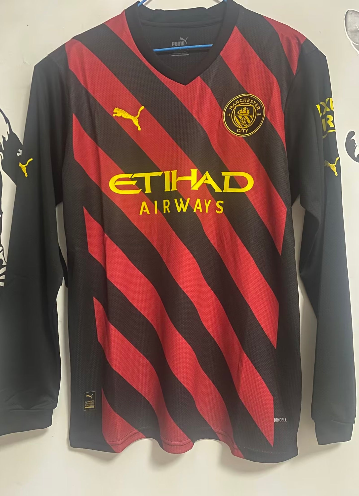 Manchester City 2022/2023 Away Long Sleeve Fan Version Football Jersey