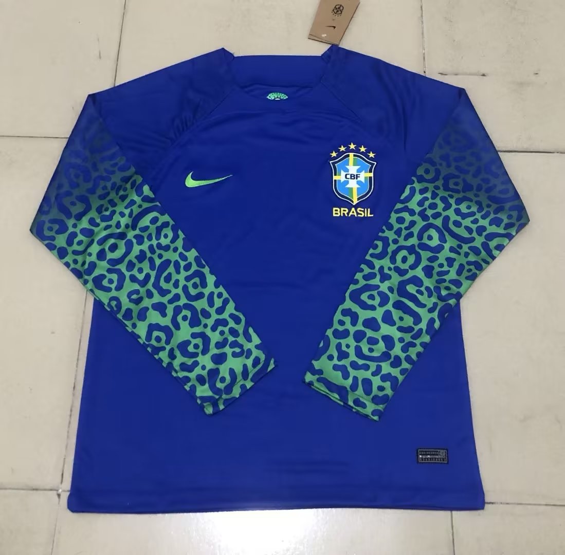 Brazil 2022/2023 Away Long Sleeve Fan Version Football Jersey