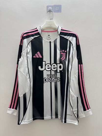 Juventus 2025/2026 Home Long Sleeve Fan Version Football Jersey
