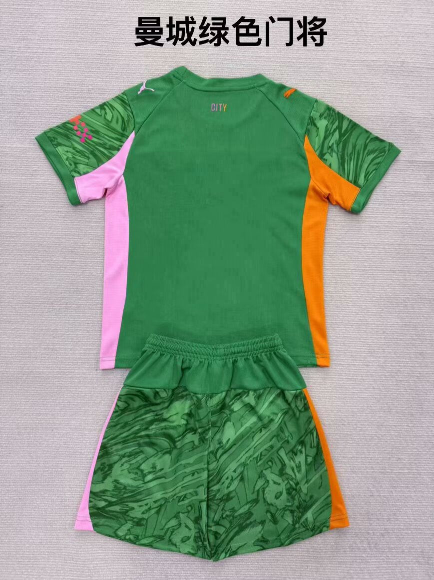 Manchester City 2025/2026 Kids Goalkeeper Fan Version Football Jersey