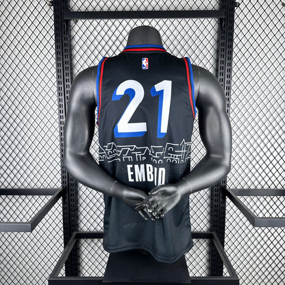 Philadelphia 76ers City Retro Black #21 EMBIID NBA Season Jerseys 2021