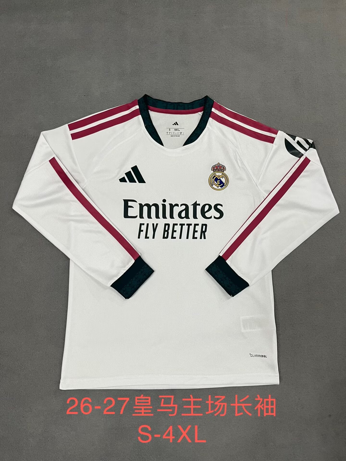 Real Madrid 2026/2027 Home Long Sleeve Fan Version Football Jersey