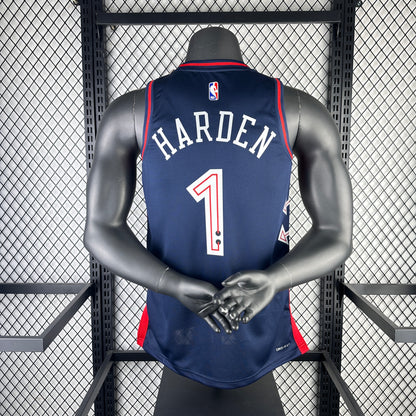 Philadelphia 76ers City Retro Blue #1 HARDEN NBA Season Jerseys 2024