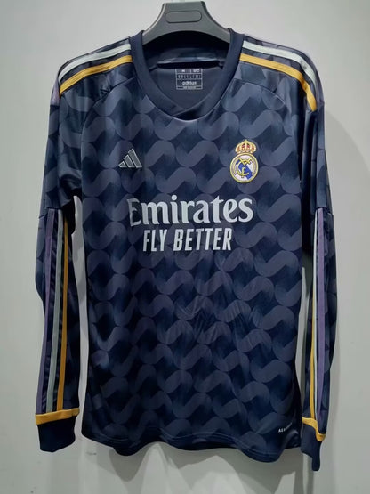 Real Madrid 2023/2024 Away Long Sleeve Fan Version Football Jersey