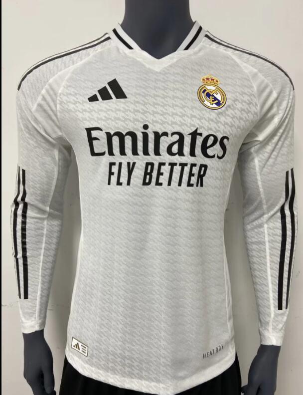 Real Madrid 2024/2025 Home Long Sleeve Player Version Football Jersey