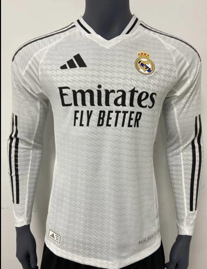 Real Madrid 2024/2025 Home Long Sleeve Player Version Football Jersey