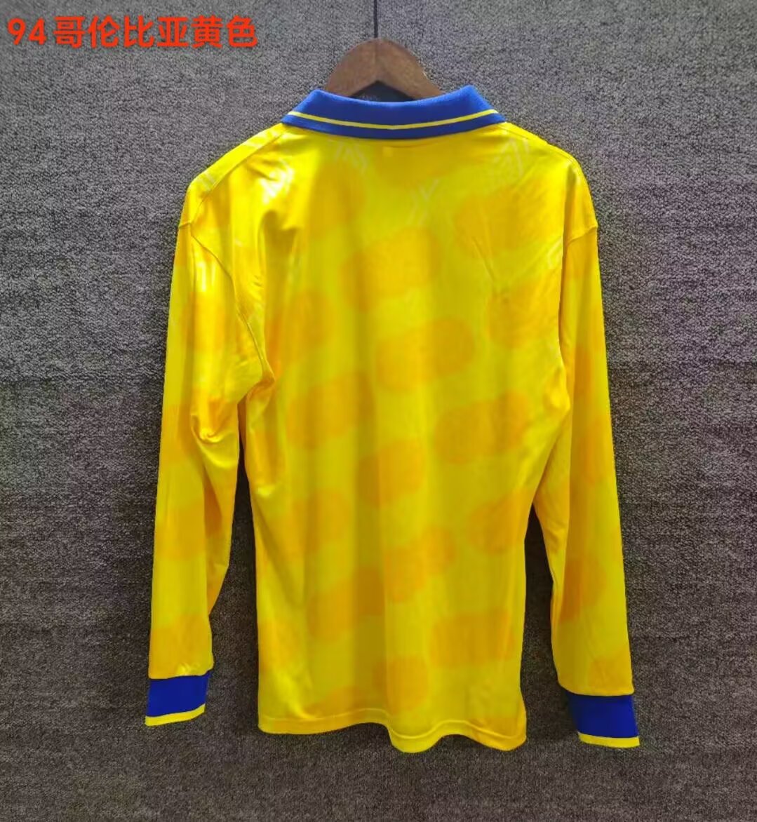 Retro Colombia 1994 Home Long Sleeve Football Jersey