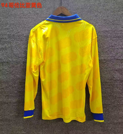 Retro Colombia 1994 Home Long Sleeve Football Jersey