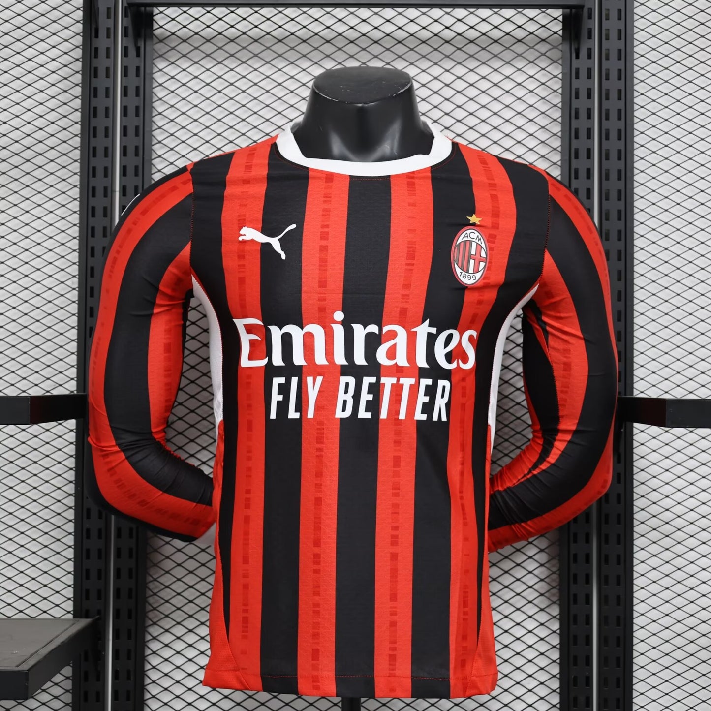 AC Milan 2024/2025 Home Long Sleeve Player Version Football Jersey