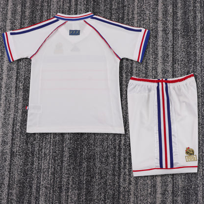 Retro France 1998 Kids Away Football Jersey