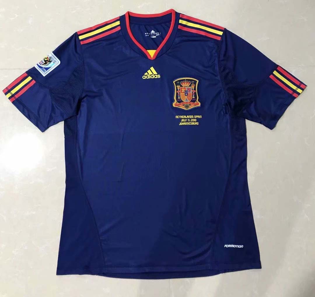 Retro Spain World Cup 2010 Away Fan Version Football Jersey