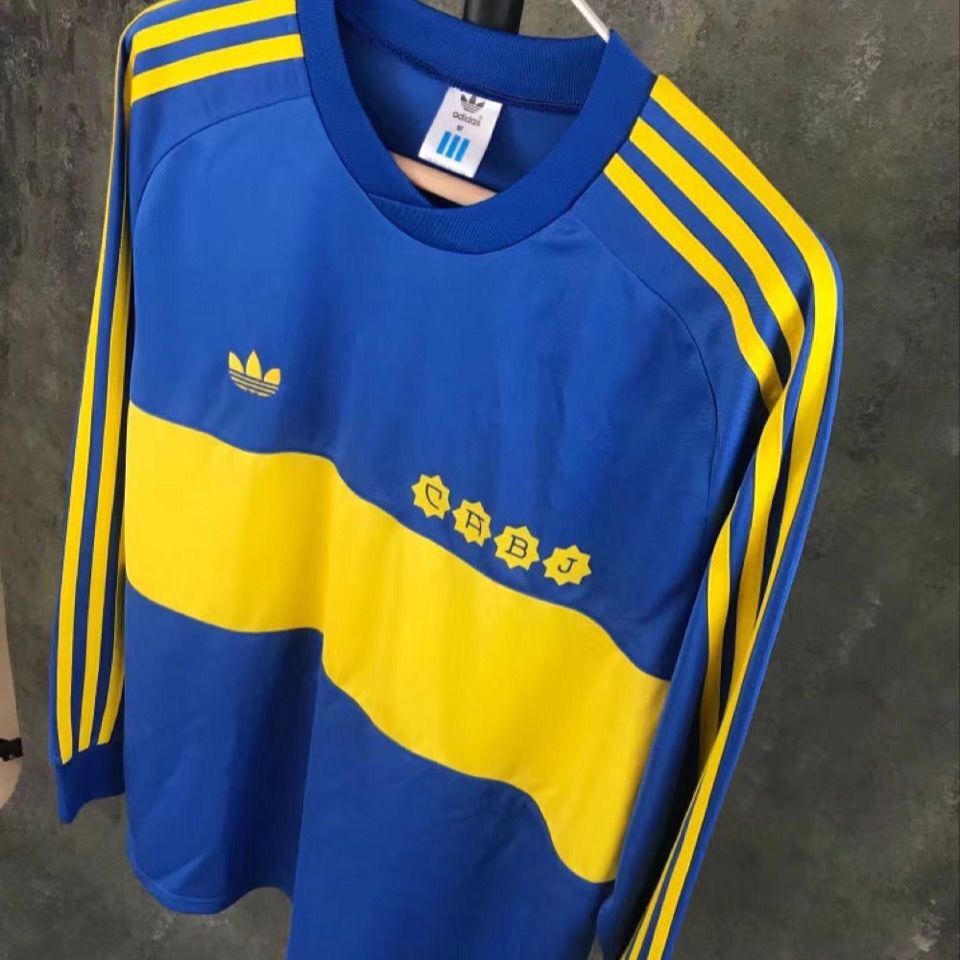 Retro Boca 1981 Home Long Sleeve Fan Version Football Jersey
