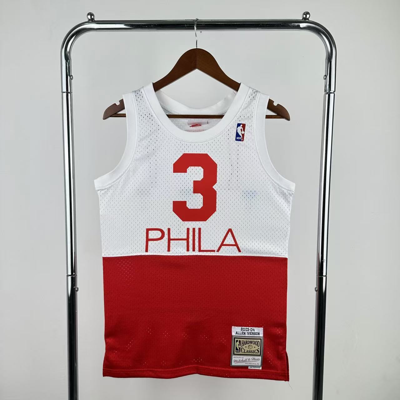 Philadelphia 76ers Retro Red White #3 IVERSON NBA Season Jerseys 2003-2004