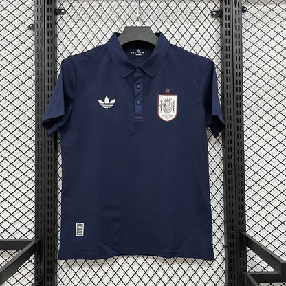 spain POLO T-shirt Black White Blue Jersey