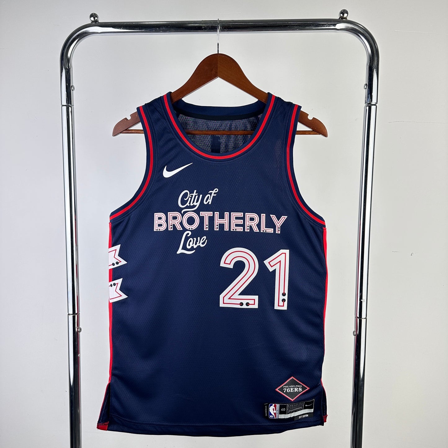 Philadelphia 76ers City Retro Blue #21 EMBIID NBA Season Jerseys 2024